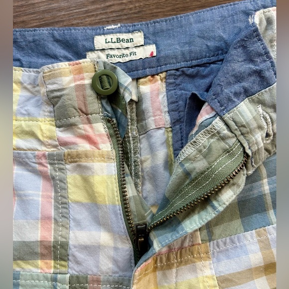 L.L. BEAN Vintage Patchwork Plaid Madras Bermuda Shorts Retro Coastal Preppy 10 - Picture 8 of 13